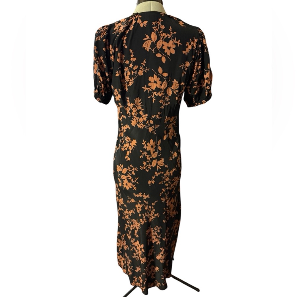Women's Crepe Puff Short Sleeve Midi Dress - A New Day Black/Brown Floral - Picture 3 of 6